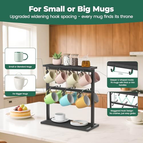 Coffee Mug Holder Cup Tree Rack for Coffee Bar Countertop