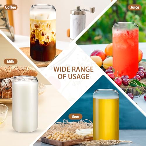 20 OZ Can Shaped Glass Cups with Straws 20 Pack Glass Coffee Cups (20 Count)
