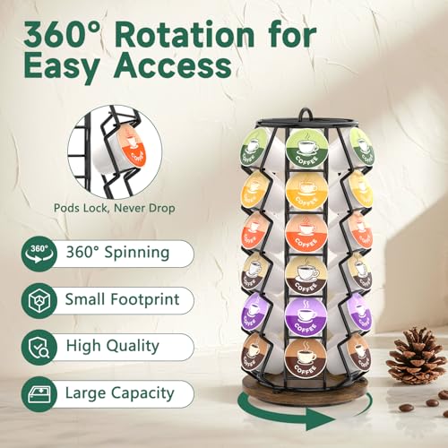 K Cup Coffee Pod Holder Organizer Carousel for Counter
