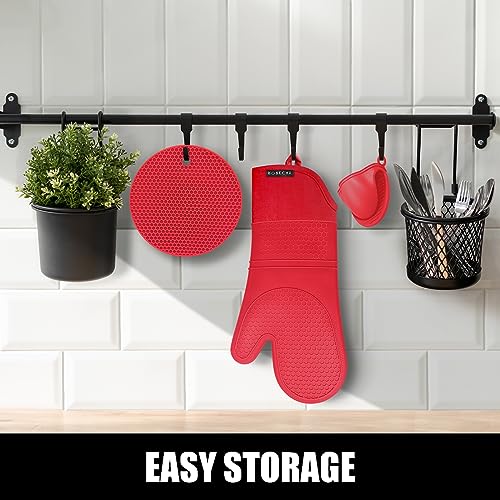 Silicone Oven Mitts and Pot Holders Sets