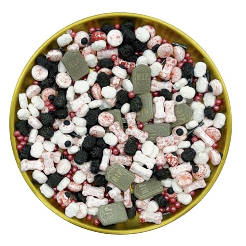 Gravestones & Skulls & Bones Sprinkles Halloween Edible Eyes Cake Decoration Cupcake Toppers Cookie Decorating Perfect for Cakes (3 Ounce)