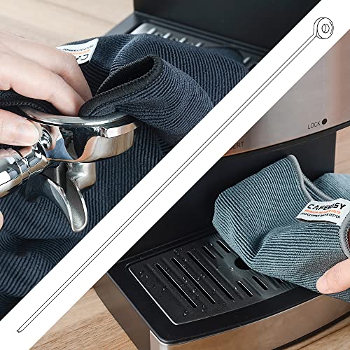 Barista Cleaning Towel with Hook Set Pack of 3pcs Soft Barista Mirco Fiber Cloth for Cleaning Espresso Coffee Machine Steam Wand and Coffee Bar Counter