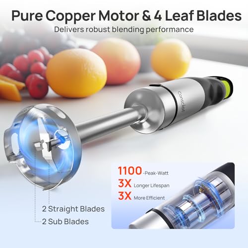 7-in-1 Immersion Blender Handheld Max 1100W, Trigger Speed Control