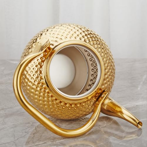 1200ml Teapot with Infuser Stainless Steel Lifting Handle Tea Maker Gold