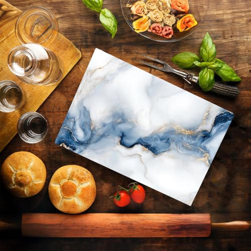 White Blue Cloudy Agate Kitchen Glass Cutting Board Ocean Decorative Gift Granite Stone Rock Gift For Her Mom Wife