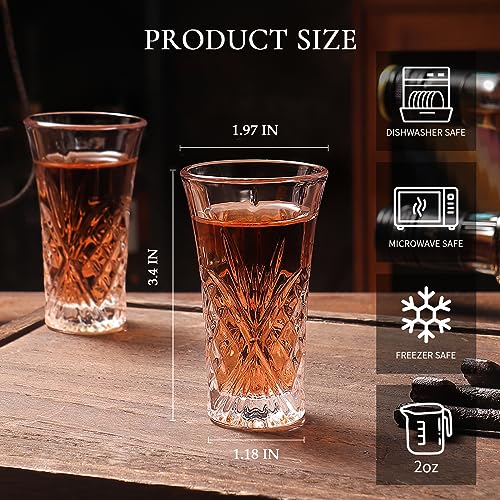 6 Pack Shot Glass Bulk Set with Heavy Base 2 OZ Small Shot Cups for Vodka