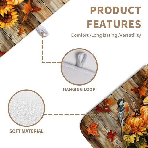 Fall Pumpkin Dish Drying Mat Autumn Maple Leaves Thanksgiving Large Kitchen Mats Dish Drying Pad Absorbent Dish Dryer Mat for Kitchen Countertops Microfiber Drainer Pad Dish Drying Mats