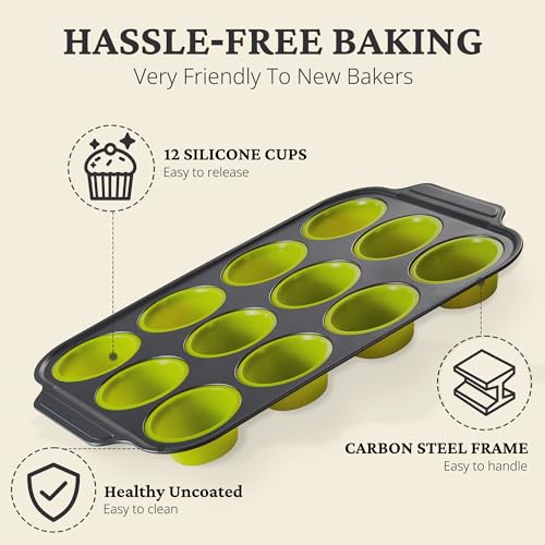 Silicone Muffin Pans for Baking with Metal Frame