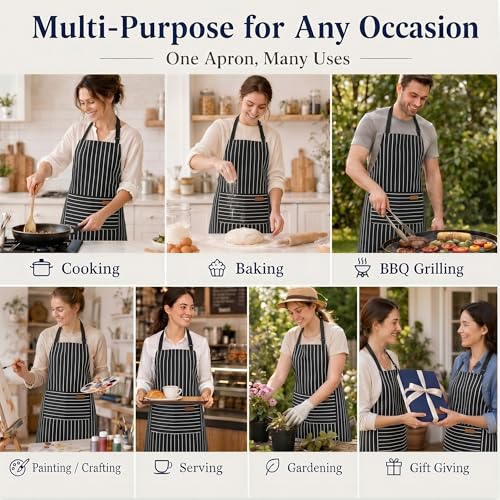 Cotton Aprons with Pockets (4 Count)