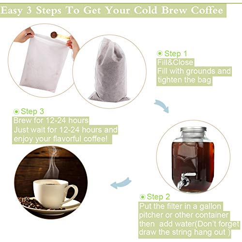 8x12 Inch Cold Brew Coffee Filter Bags (50 Count)