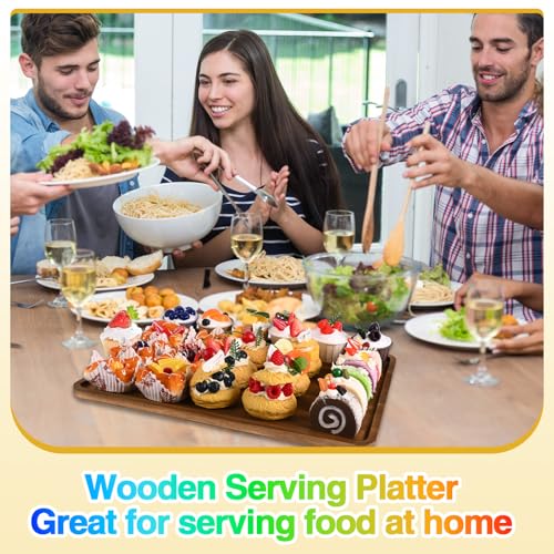 2 Pcs Acacia Wood Serving Tray (2 Count)