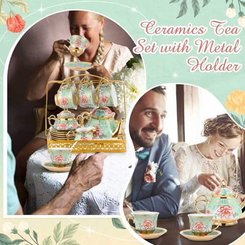 22 Pcs Vintage Porcelain Tea Sets for Adults