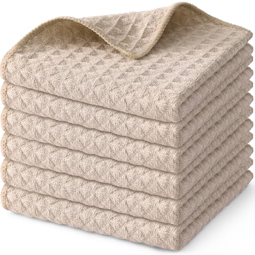 Microfiber Waffle Weave Kitchen Dish Cloths (6 Count)