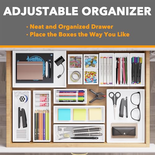 14 Piece Bamboo Drawer Organizer Storage Boxes Set