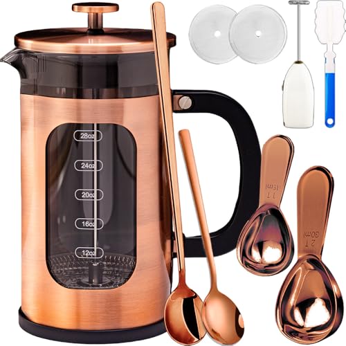 French Press Coffee Maker 8 cups 34 oz 304 Stainless Steel Coffee Press with 4 Filter Screens