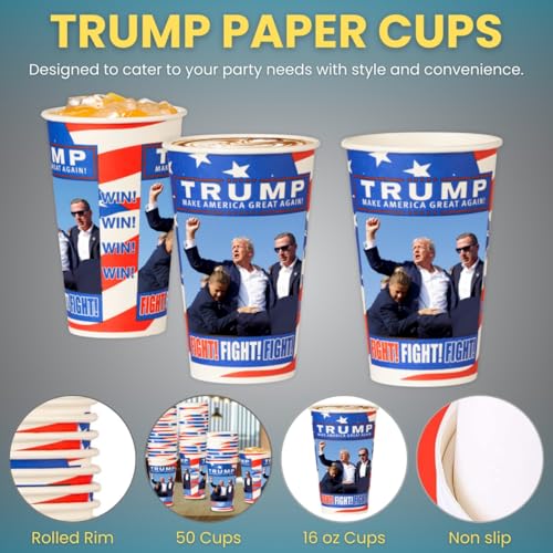 Trump Design Disposable Paper Coffee Cups (50 Count)