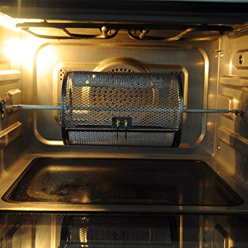 Stainless Steel Rotisserie Grill Roaster Drum Oven Basket Oven Roast Baking Rotary for Peanut Dried Nut Coffee Beans BBQ 5.51 x 10.43 inch