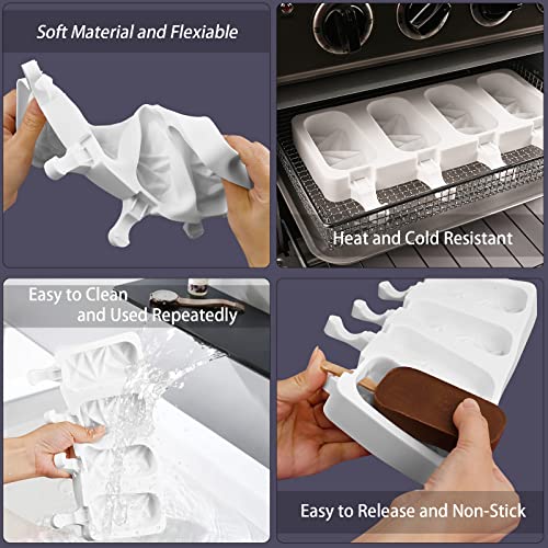 2 Pack 4 Cavities Diamond Shape Silicone Popsicle Molds