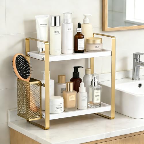 2 Tier Kitchen Storage and Organisation Rack with Side Baskets