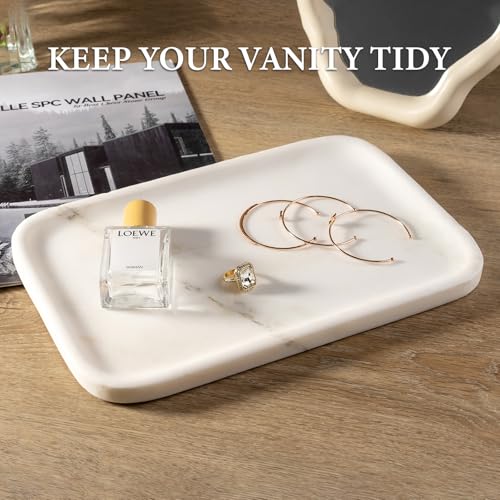 Marble Tray 12"x8" Marble Vanity Tray for Countertop Bathroom Kitchen Dresser