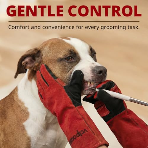 Animal Handling Gloves Size L Fit for Men & Large Hands Bite Proof Double Leather Reinforced Padding Dog