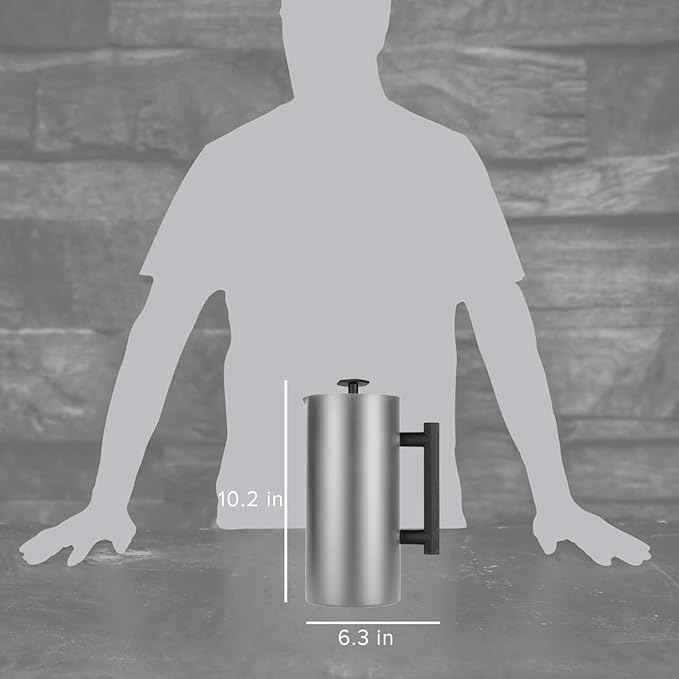 ESPRO P6 32 Ounces French Press Coffee Maker, Double Walled Stainless Steel Insulated, Brushed Stainless Steel