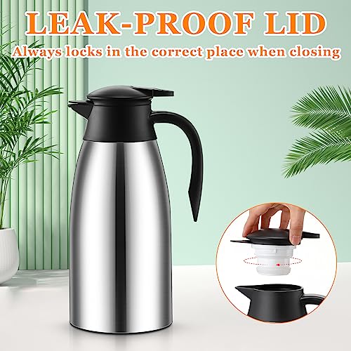 2 Pcs Thermal Coffee Carafe Insulated Stainless Steel Coffee Carafe for Hot Liquid Vacuum Thermal Pot Creamer Pitcher Dispenser with Brushes Keeping Hot Water Milk (2 Count)