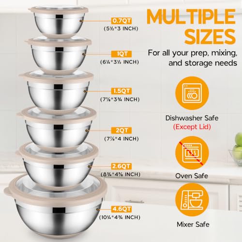 Mixing Bowls with Lids Set of 6 (9 Count)