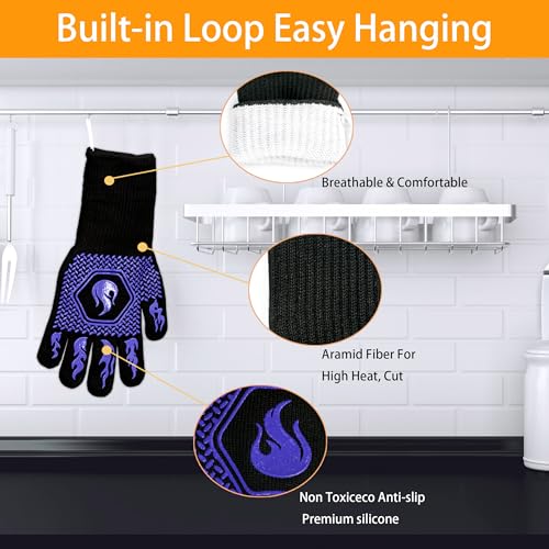 BBQ Gloves 1472F Heat Resistant Non (4 Count)