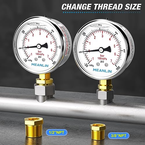 30inHG~100Psi Stainless Steel 1