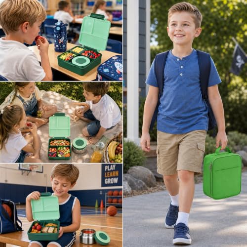 Bento Lunch Box for Kids with 8oz Soup Thermo&Lunch Bag