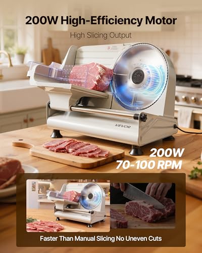 Meat Slicer 8.6" Electric Deli Slicer with 2 SUS420 Blades