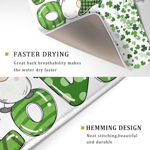 St Patrick's Day Gnomes Love Dish Drying Mat for Kitchen Counter