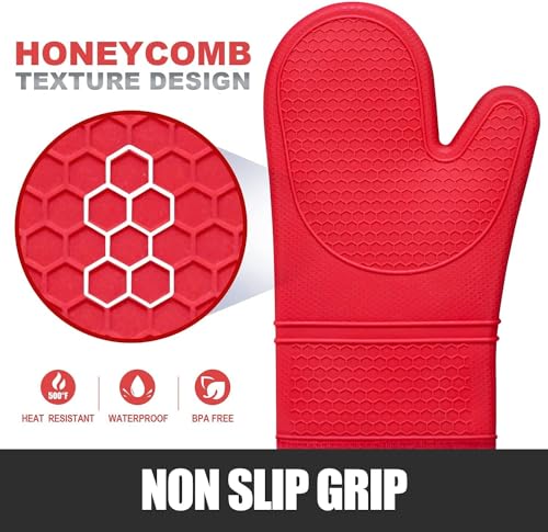 Silicone Oven Mitts and Pot Holders Sets