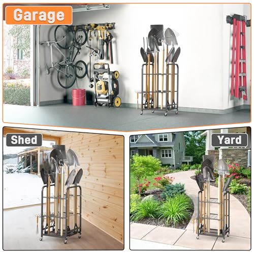 Garden Tool Organizer Stand with Wheels