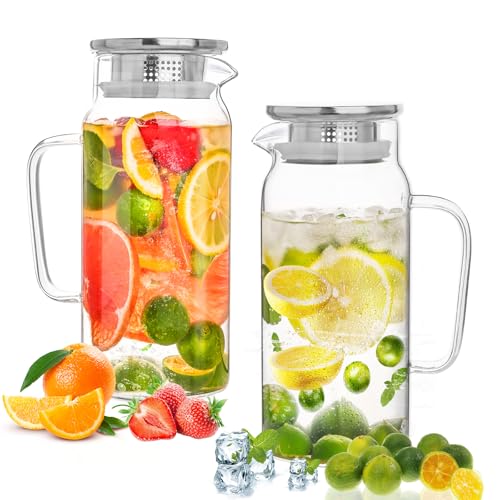 Set of 2 Glass Pitcher with Lid (2 Count)