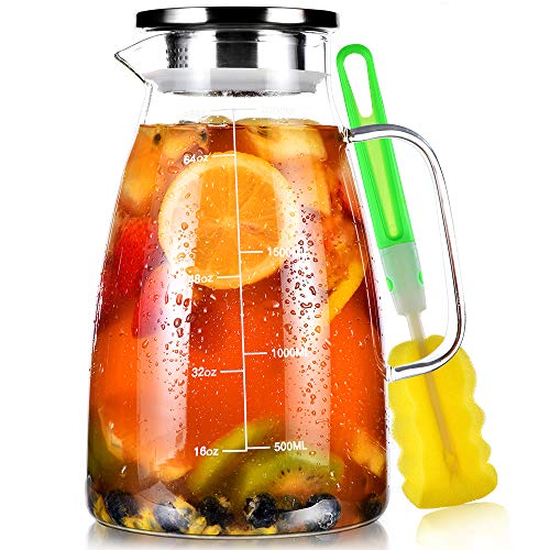 Glass Pitcher with Lid and Handle