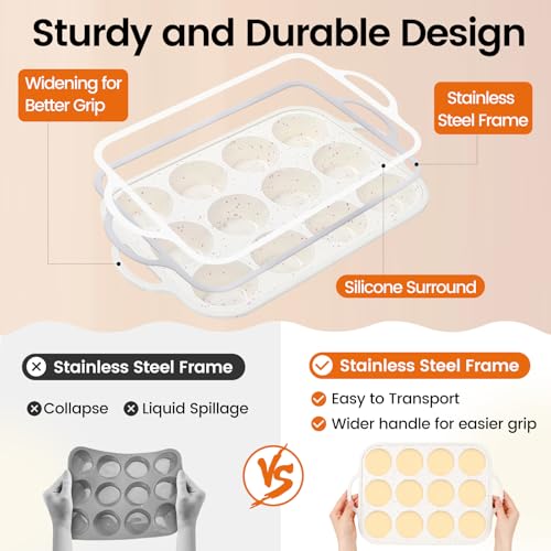 Silicone Muffin Pan with Metal Reinforced Frame (2 Count)