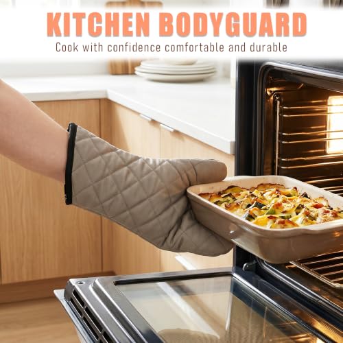 Gray 16" Quilted Terry Oven Mitts 2 Pairs Heat Resistant (4 Count)