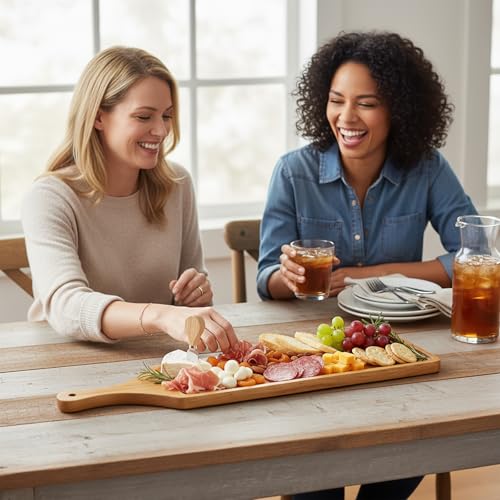 Long Wooden Serving Board with Handle
