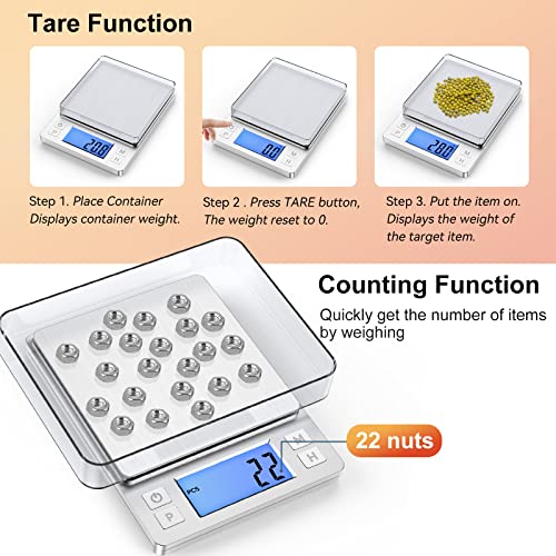 Upgraded Small Food Scale with 0.1 g