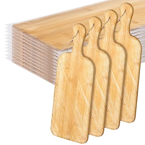 12 Packs Wooden Cutting Board Set with Handles Large Kitchen Serving Plain Chopping Board Bulk Gifts for Mom for Vegetables Meat Pizza Cheese Fruit Bread (12 Count)
