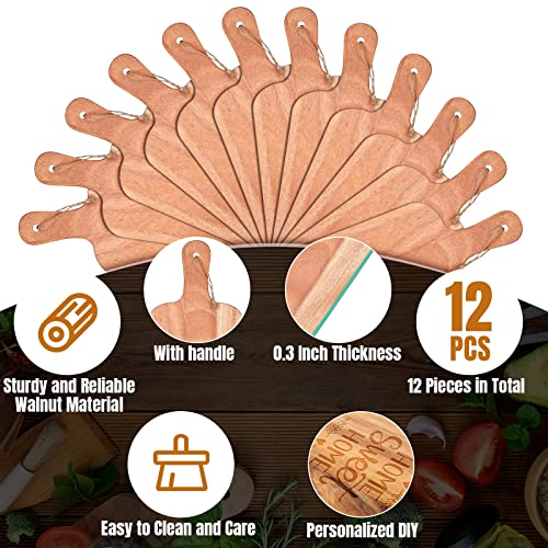 12 Packs Wooden Cutting Board Set with Handles Large Kitchen Serving Plain Chopping Board Bulk Gifts for Mom for Vegetables Meat Pizza Cheese Fruit Bread (12 Count)