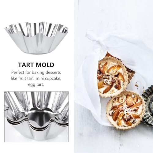6Pcs Stainless Steel Chrysanthemum Tart Pans Non