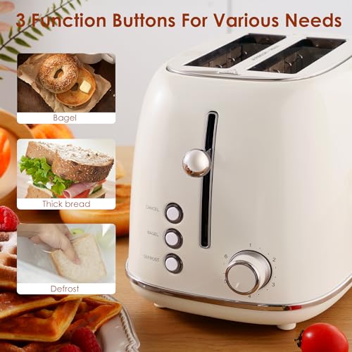 2 Slice Toaster Retro Stainless Steel with Bagel