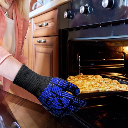 BBQ Gloves 1472°F Heat Resistant with Silicone Grip Oven Mitts (2 Count)