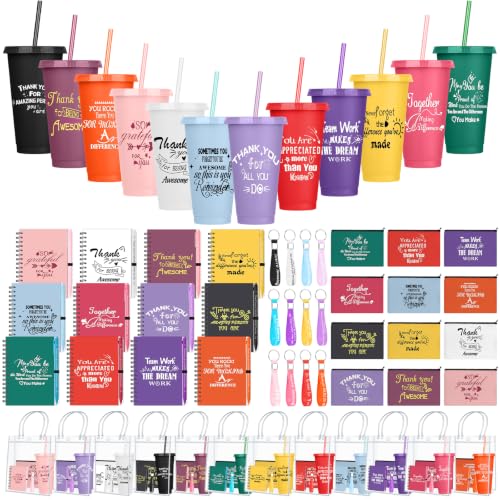 12 Sets Employee Appreciation Gifts Bulk with Inspirational Plastic Cup (72 Count)