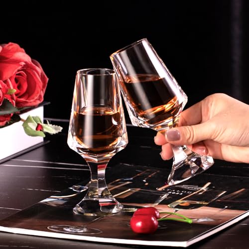 Crystal Snifter Glasses Set of 2 Handmade Stemmed Whiskey Glass (2 Count)