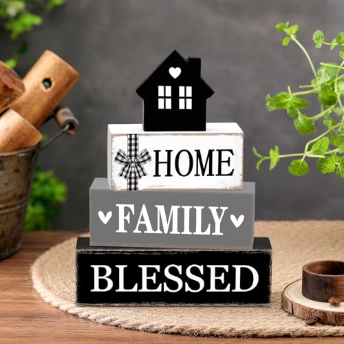 4 Pcs Farmhouse Table Decoration Rustic Sign Block (4 Count)