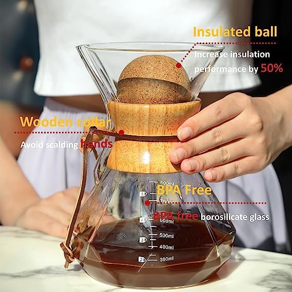 Pour Over Coffee Maker With Wood Sleeve